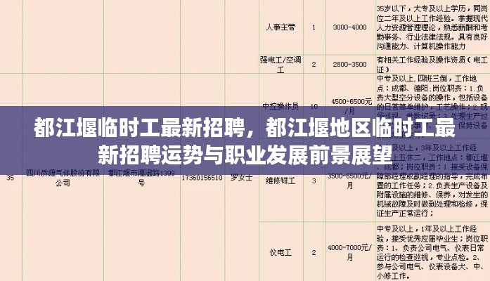 都江堰地区临时工最新招聘趋势及职业发展前景展望